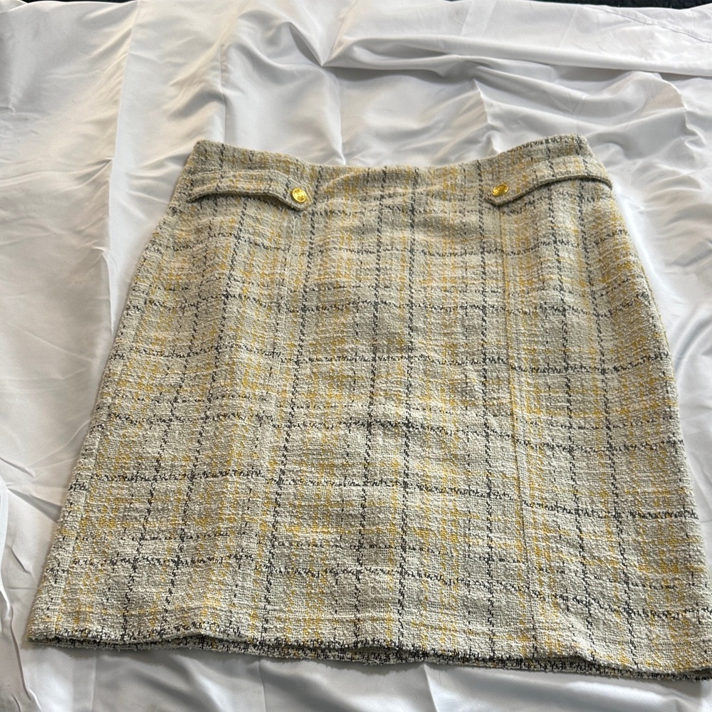 Cato Yellow and Gray Plaid Mini Skirt